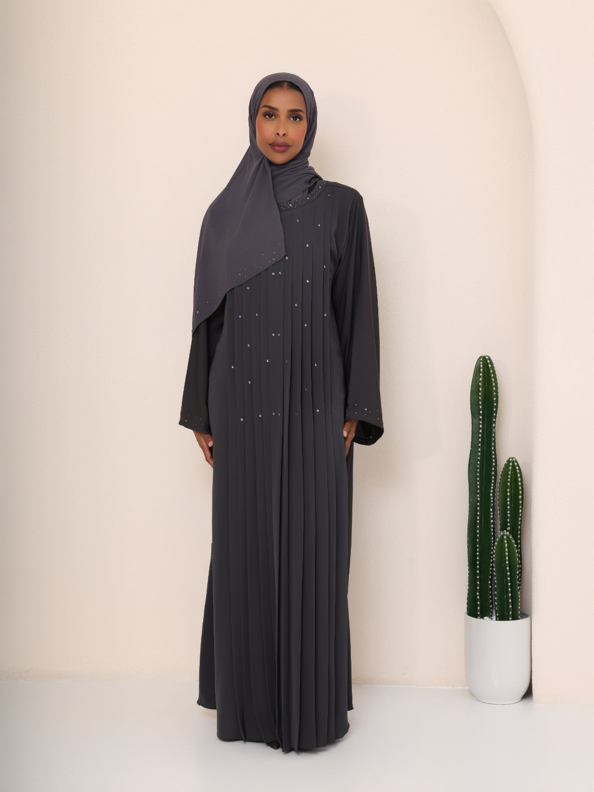 The Slate Pleat & Starfire Abaya