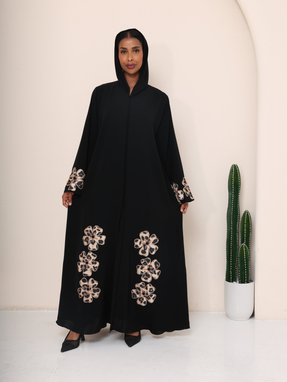 The Clover Leopard-Bloom Abaya