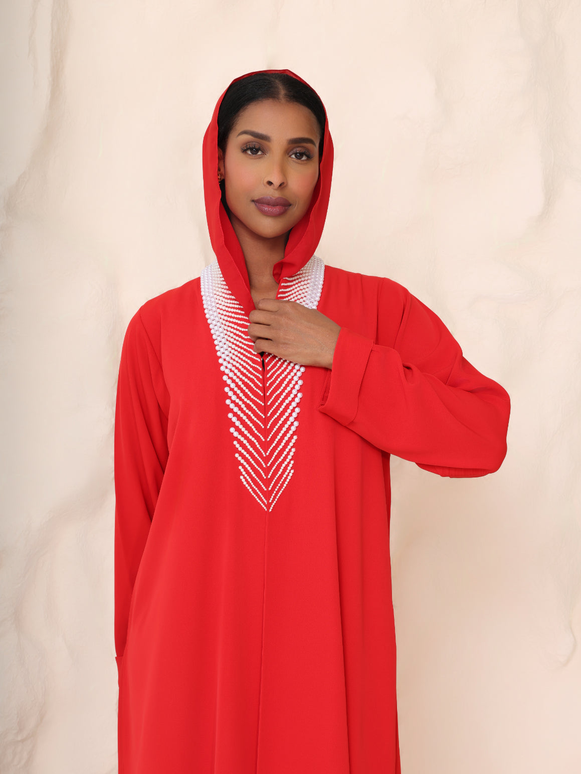 The Scarlet Pearl Hooded Abaya