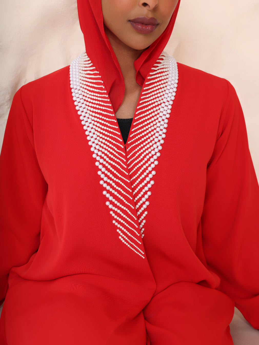 The Scarlet Pearl Hooded Abaya