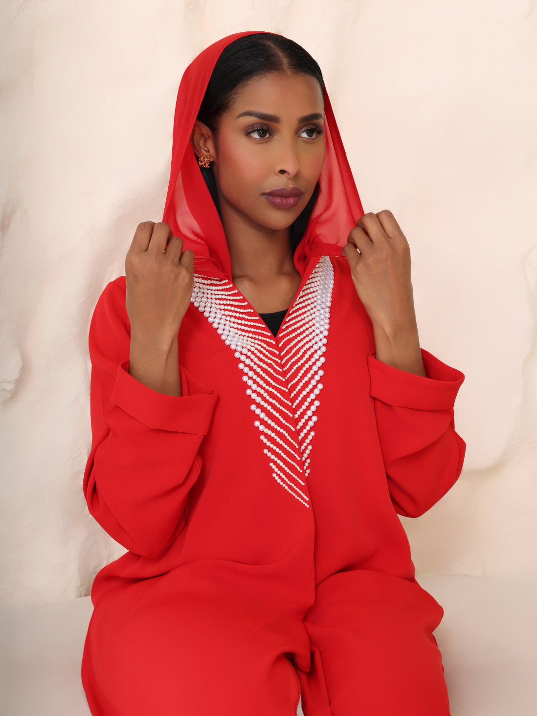 The Scarlet Pearl Hooded Abaya
