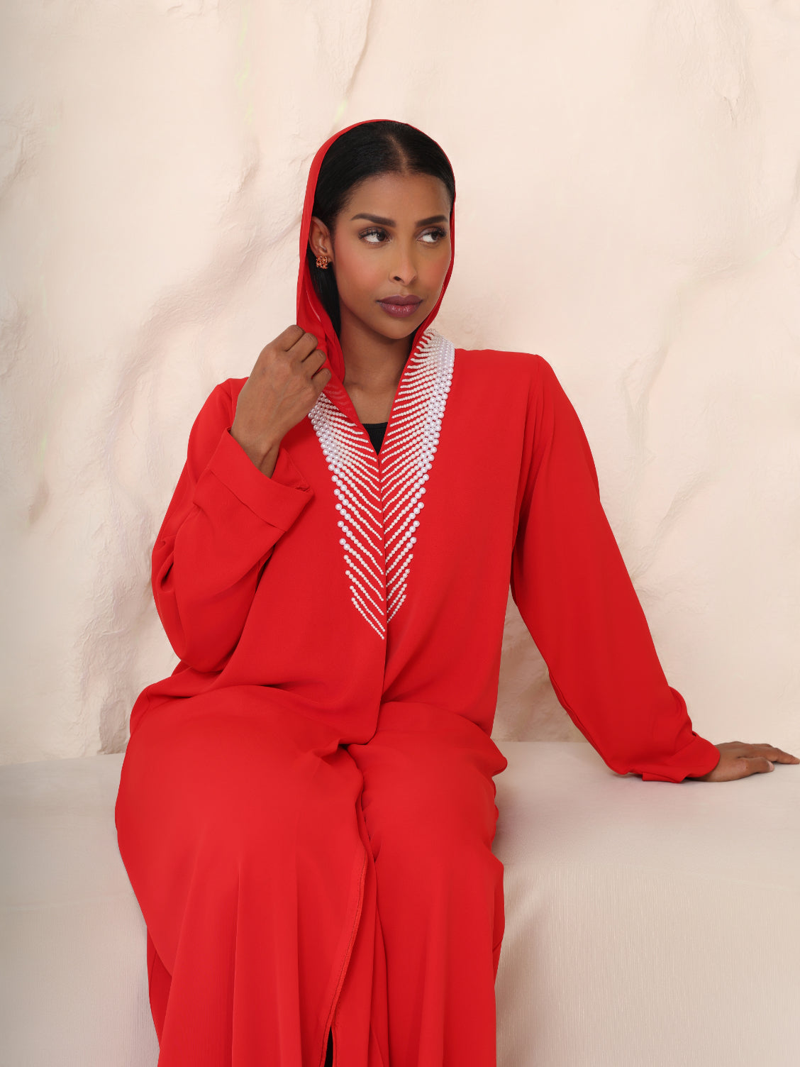 The Scarlet Pearl Hooded Abaya