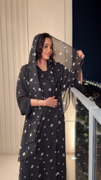 Black Polka Dot Abaya Set - Ramsam Boutique
