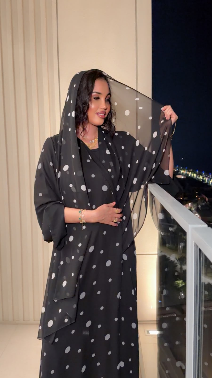 Black Polka Dot Abaya Set - Ramsam Boutique