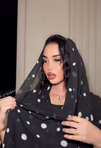 Black Polka Dot Abaya Set - Ramsam Boutique