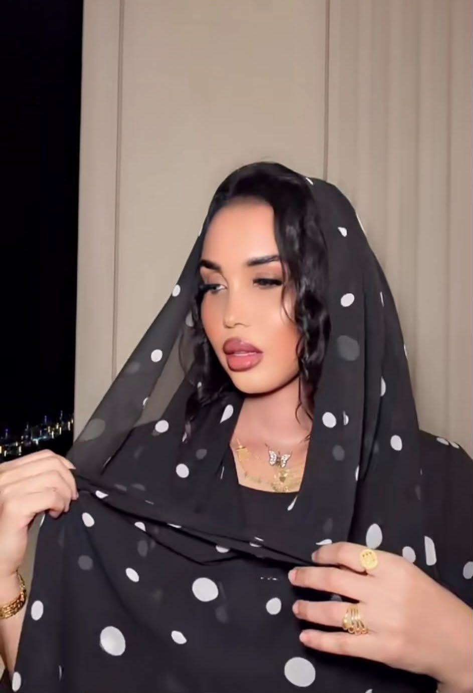 Black Polka Dot Abaya Set - Ramsam Boutique