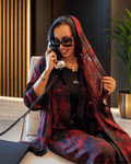 Crimson Marble Open Abaya Set with Matching Hijab - Ramsam Boutique