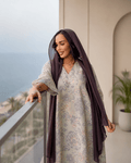 Elegant Mauve Hijab & Floral Abaya - Ramsam Boutique