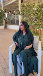 Emerald Forest Green Floral Abaya - Ramsam Boutique