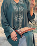 Emerald Medallion Beaded Abaya - Ramsam Boutique