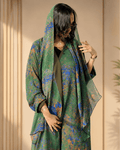 Emerald Mosaic Open Abaya Set with Matching Hijab - Ramsam Boutique