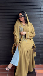 Golden Olive & Silver Floral Abaya - Ramsam Boutique