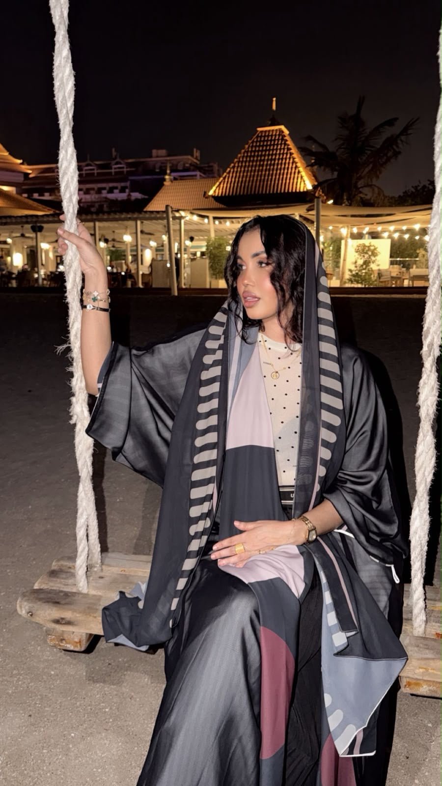 Midnight Black & Smoky Gray Luxury Abaya - Ramsam Boutique