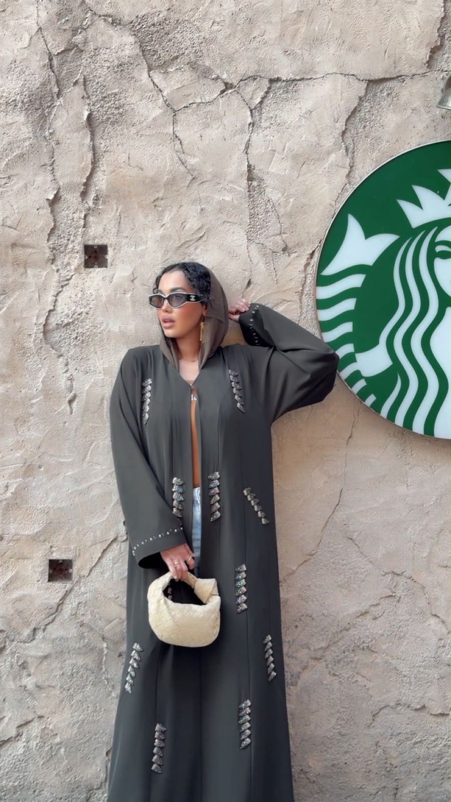 Midnight Charcoal Embellished Abaya - Ramsam Boutique
