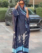 Midnight Wave Printed Abaya - Ramsam Boutique
