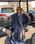 Midnight Wave Printed Abaya - Ramsam Boutique