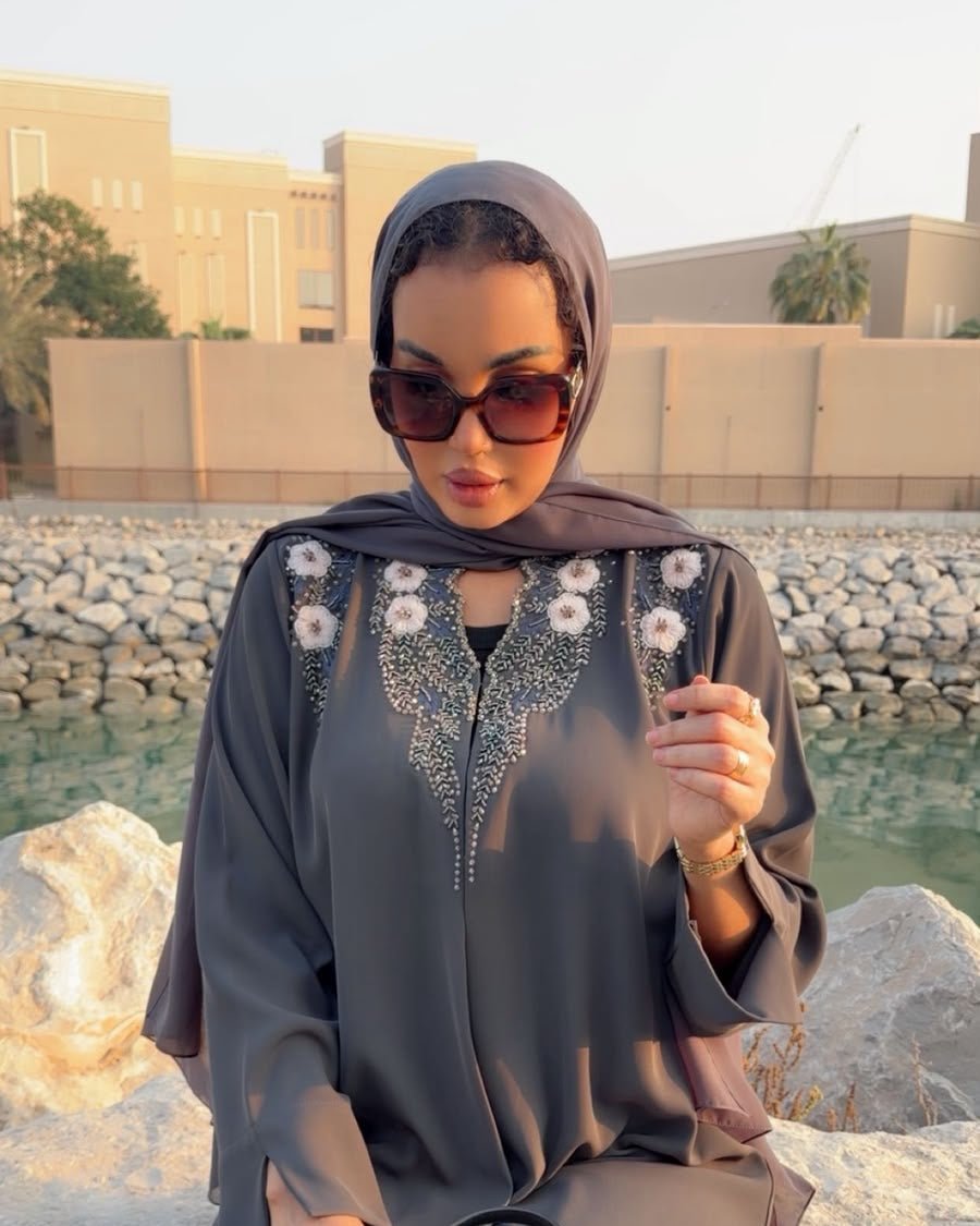 Moonstone Blossom Embellished Abaya - Ramsam Boutique