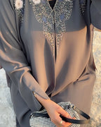 Moonstone Blossom Embellished Abaya - Ramsam Boutique