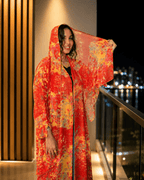 Radiant Sunset Floral Abaya with Matching Hijab - Ramsam Boutique