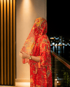 Radiant Sunset Floral Abaya with Matching Hijab - Ramsam Boutique