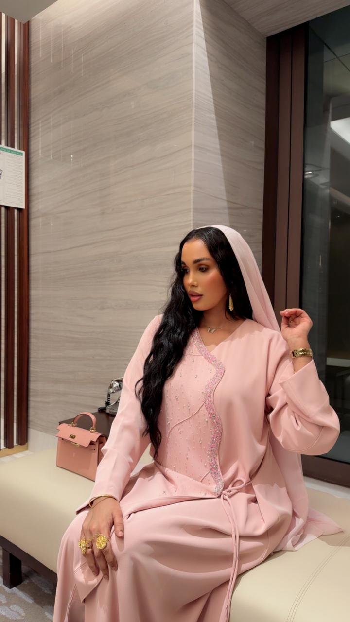 Rose Quartz Wave Abaya - Ramsam Boutique