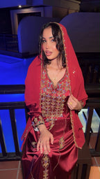 Royal Burgundy Red & Gold Luxury Muqawar - Ramsam Boutique