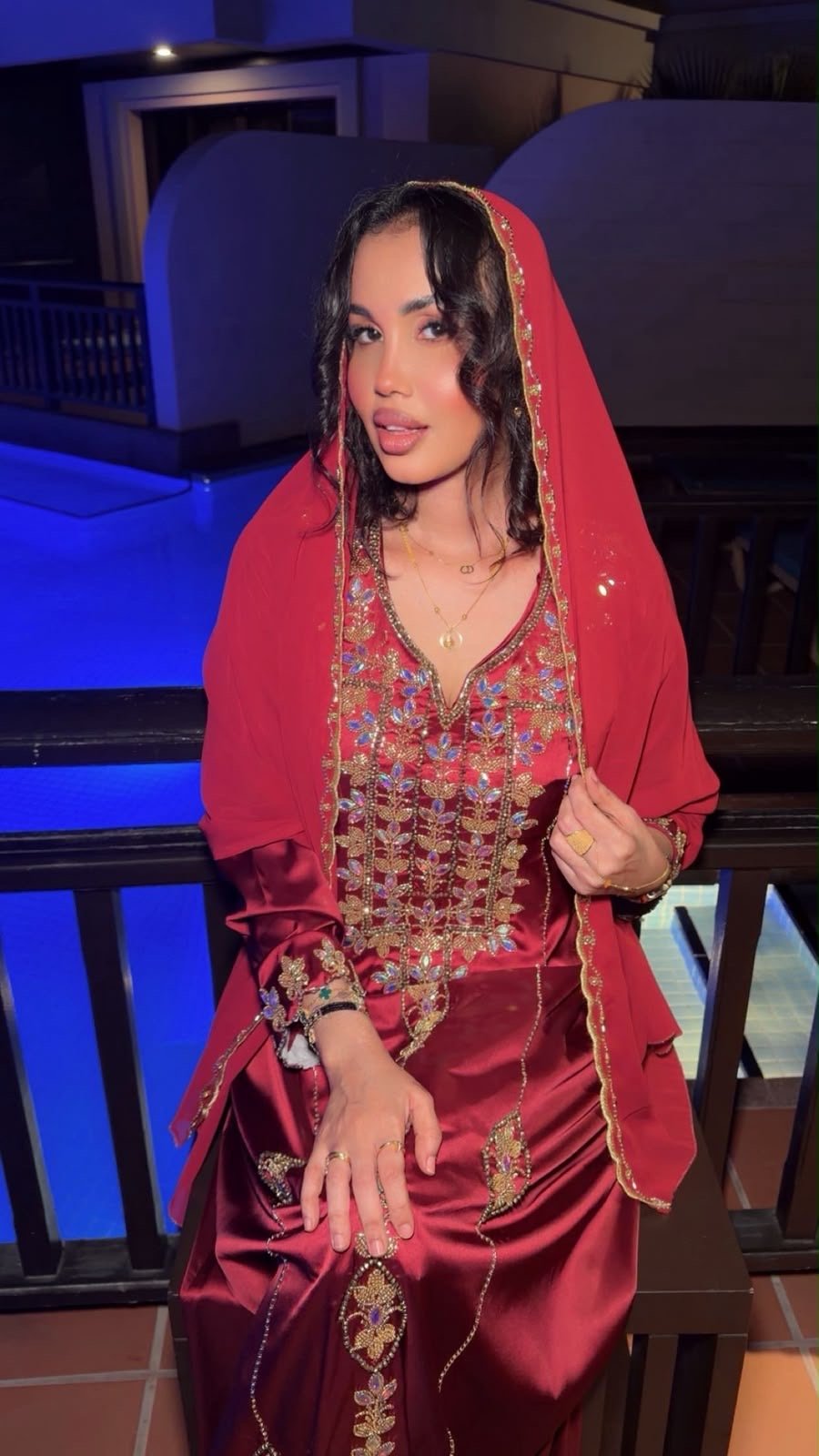 Royal Burgundy Red & Gold Luxury Muqawar - Ramsam Boutique