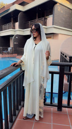 Royal Ivory & Champagne Floral Luxury Abaya - Ramsam Boutique