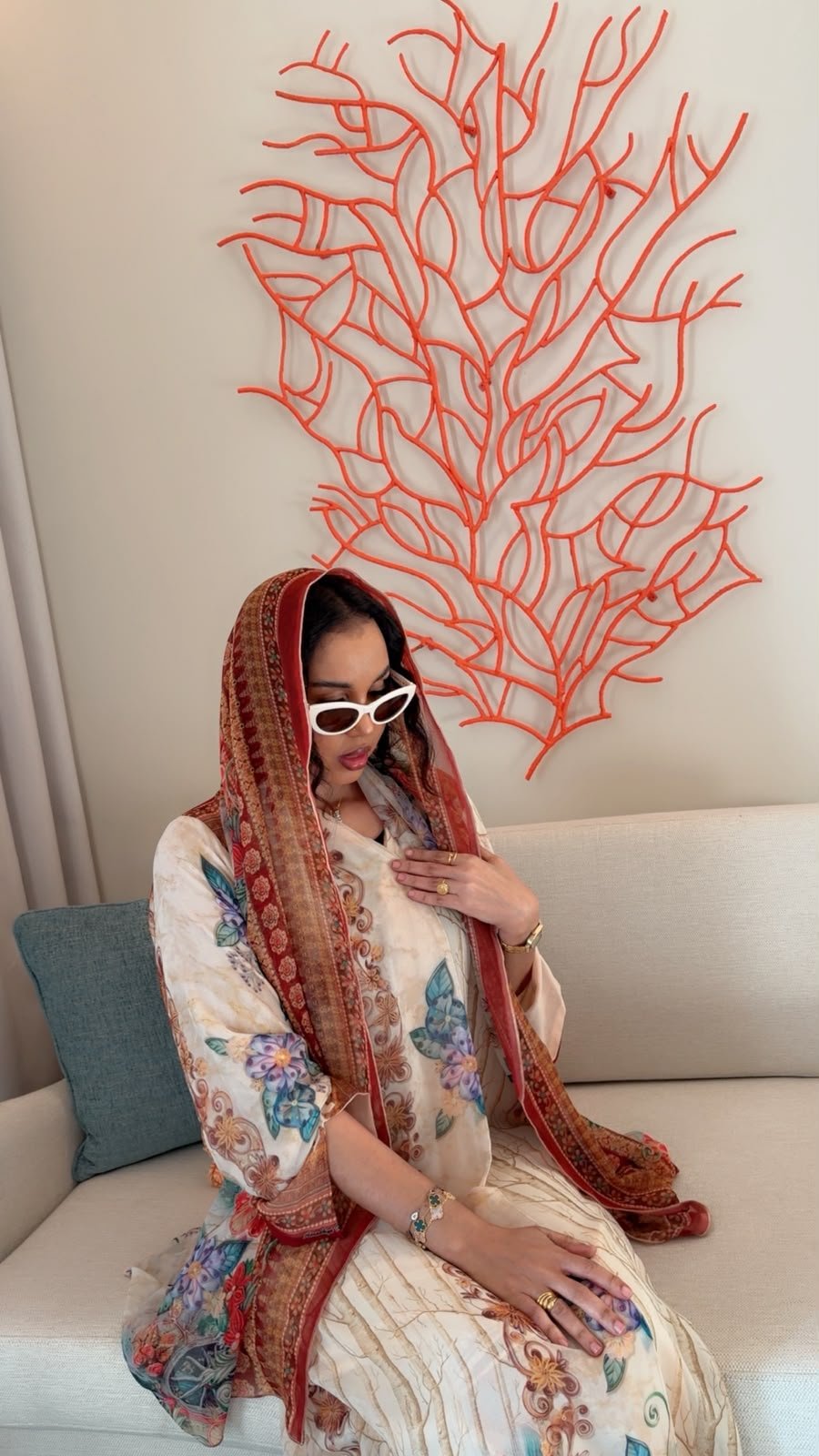 Rust & Ivory Floral Chiffon - Ramsam Boutique