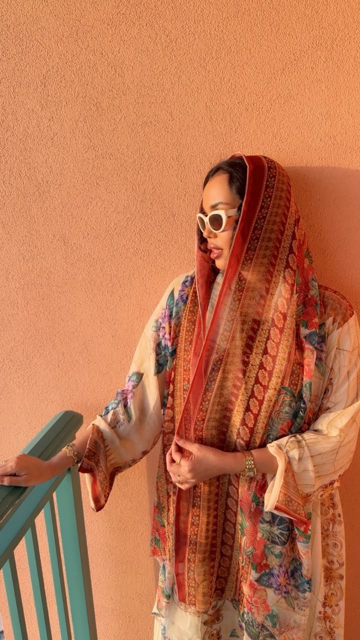 Rust & Ivory Floral Chiffon - Ramsam Boutique