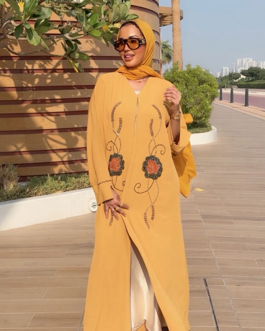 Saffron Bloom Sequin Abaya - Ramsam Boutique