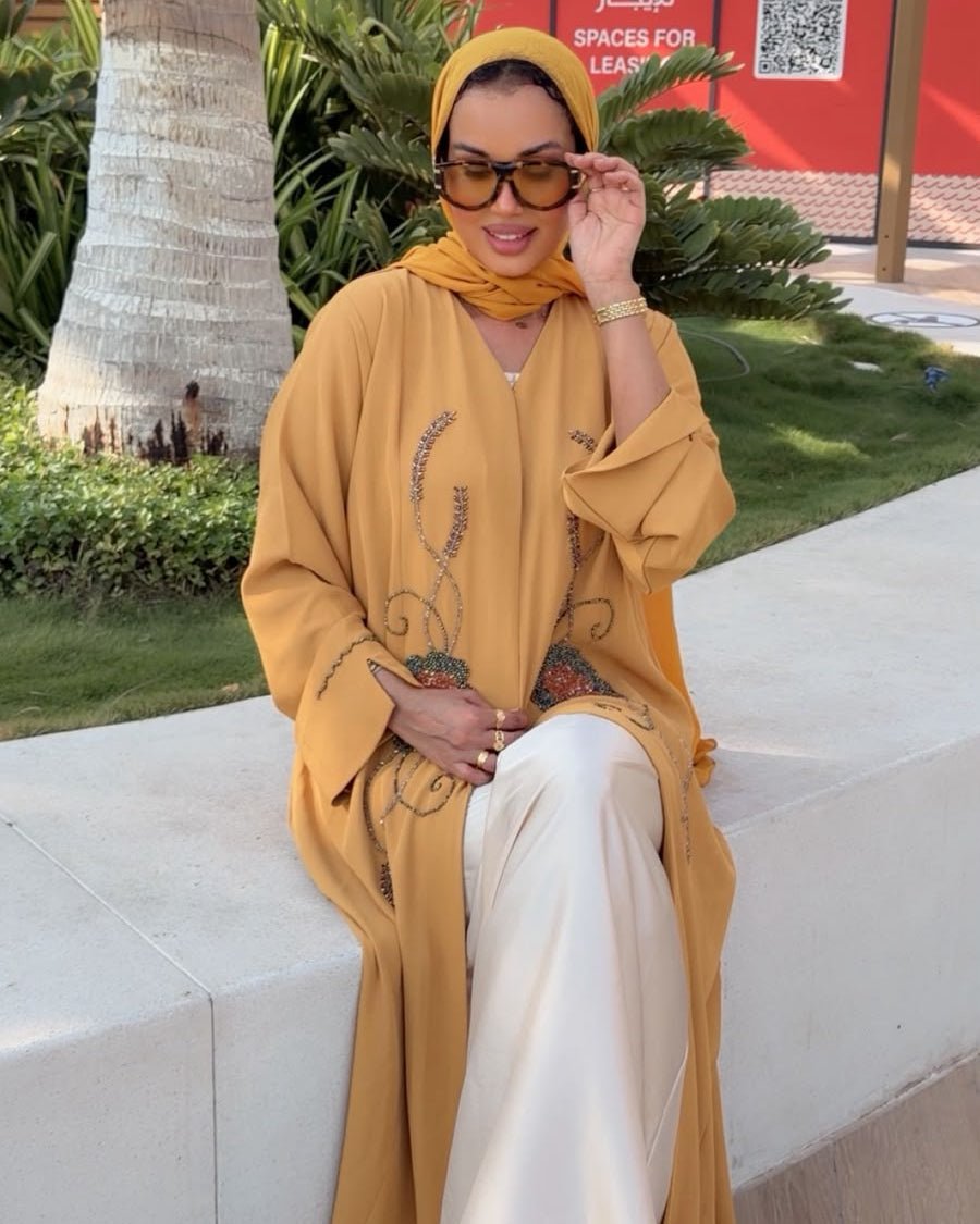 Saffron Bloom Sequin Abaya - Ramsam Boutique