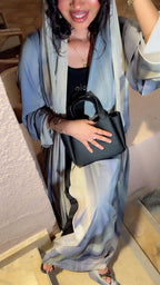 Silver Mist & Ivory Luxury Abaya - Ramsam Boutique