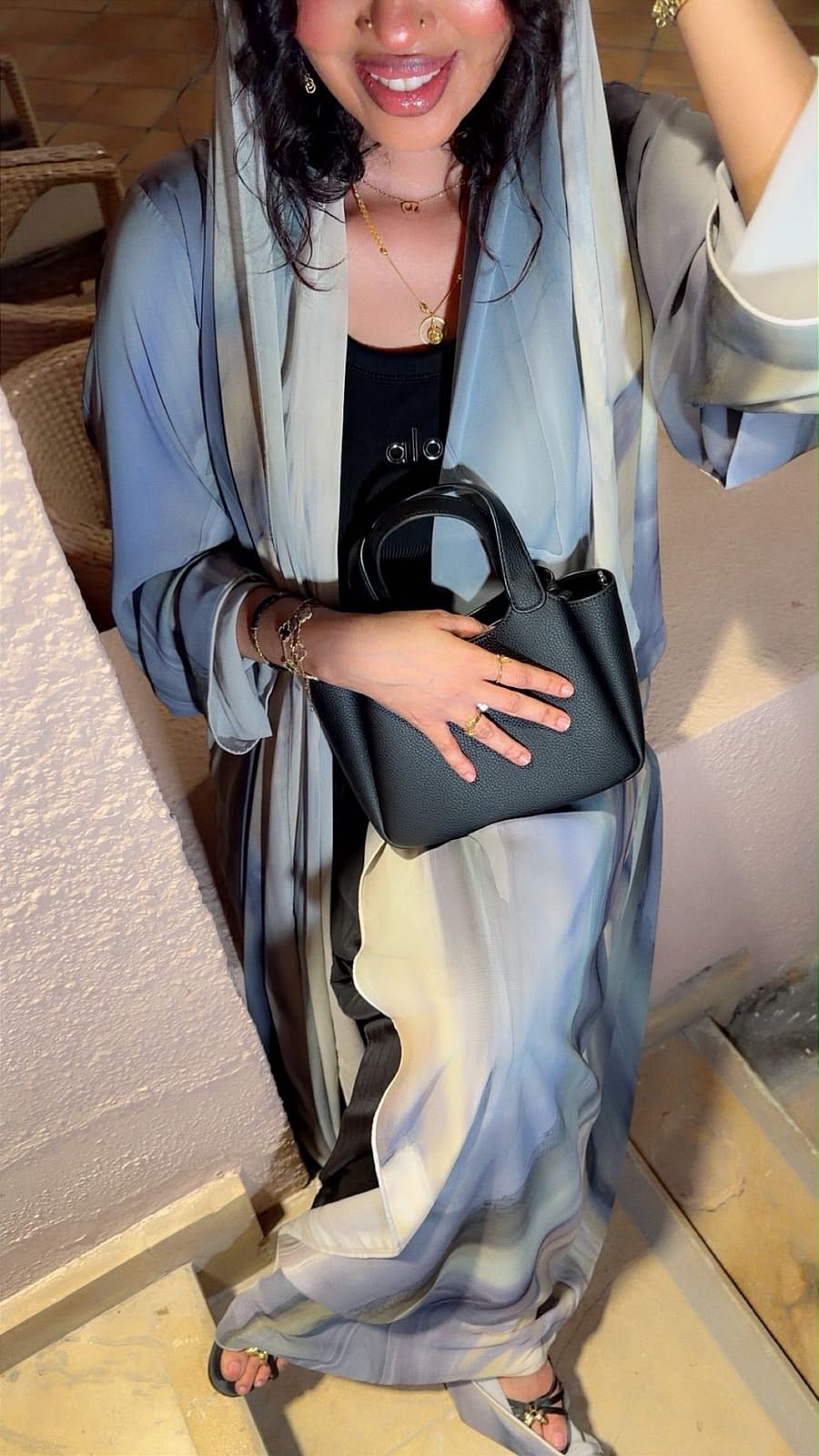 Silver Mist & Ivory Luxury Abaya - Ramsam Boutique
