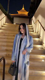 Silver Mist & Ivory Luxury Abaya - Ramsam Boutique