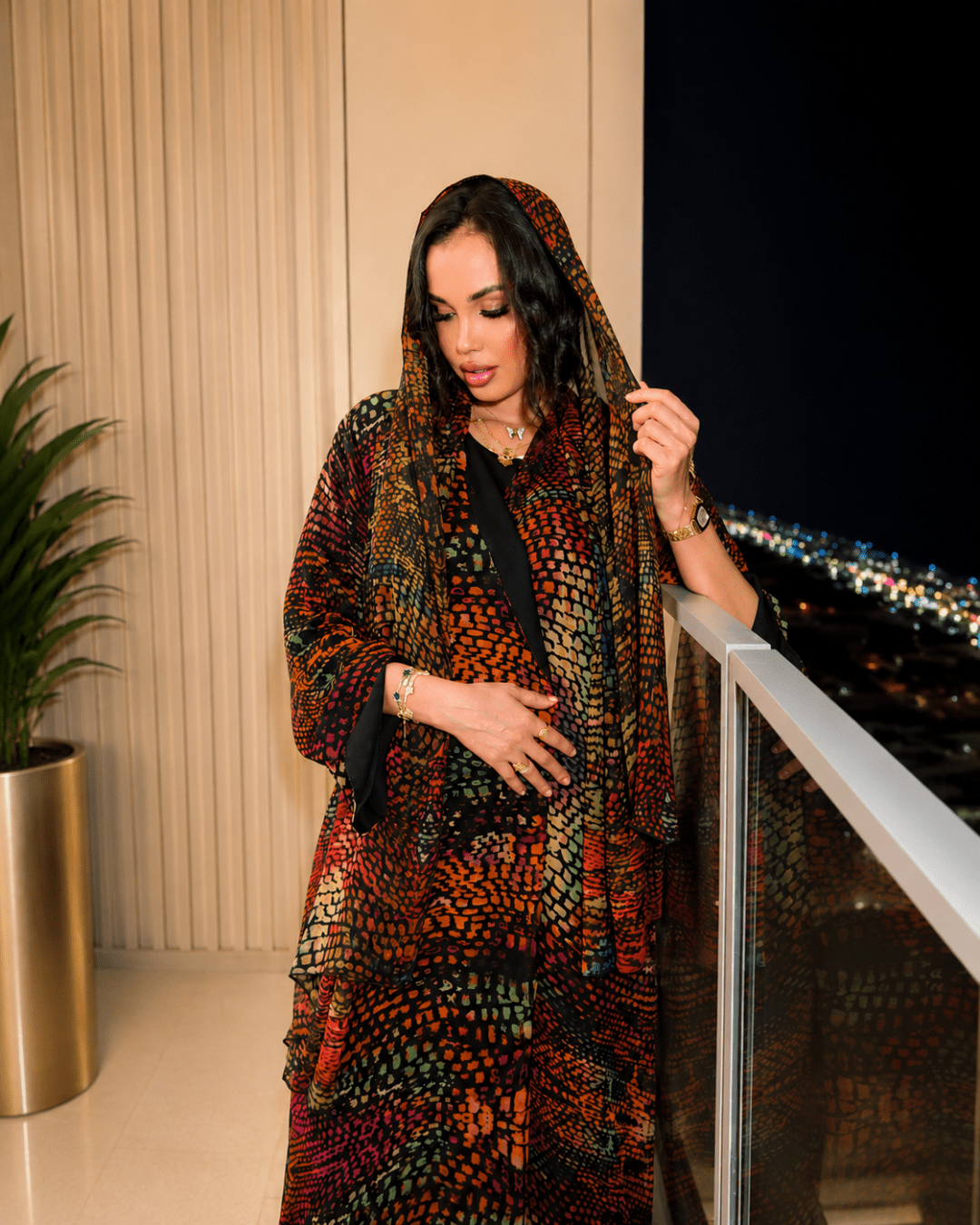 Sunset Mosaic Print Abaya with Matching Hijab - Ramsam Boutique