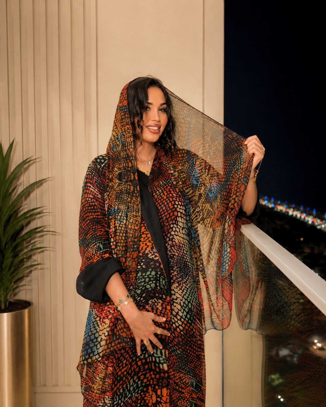 Sunset Mosaic Print Abaya with Matching Hijab - Ramsam Boutique