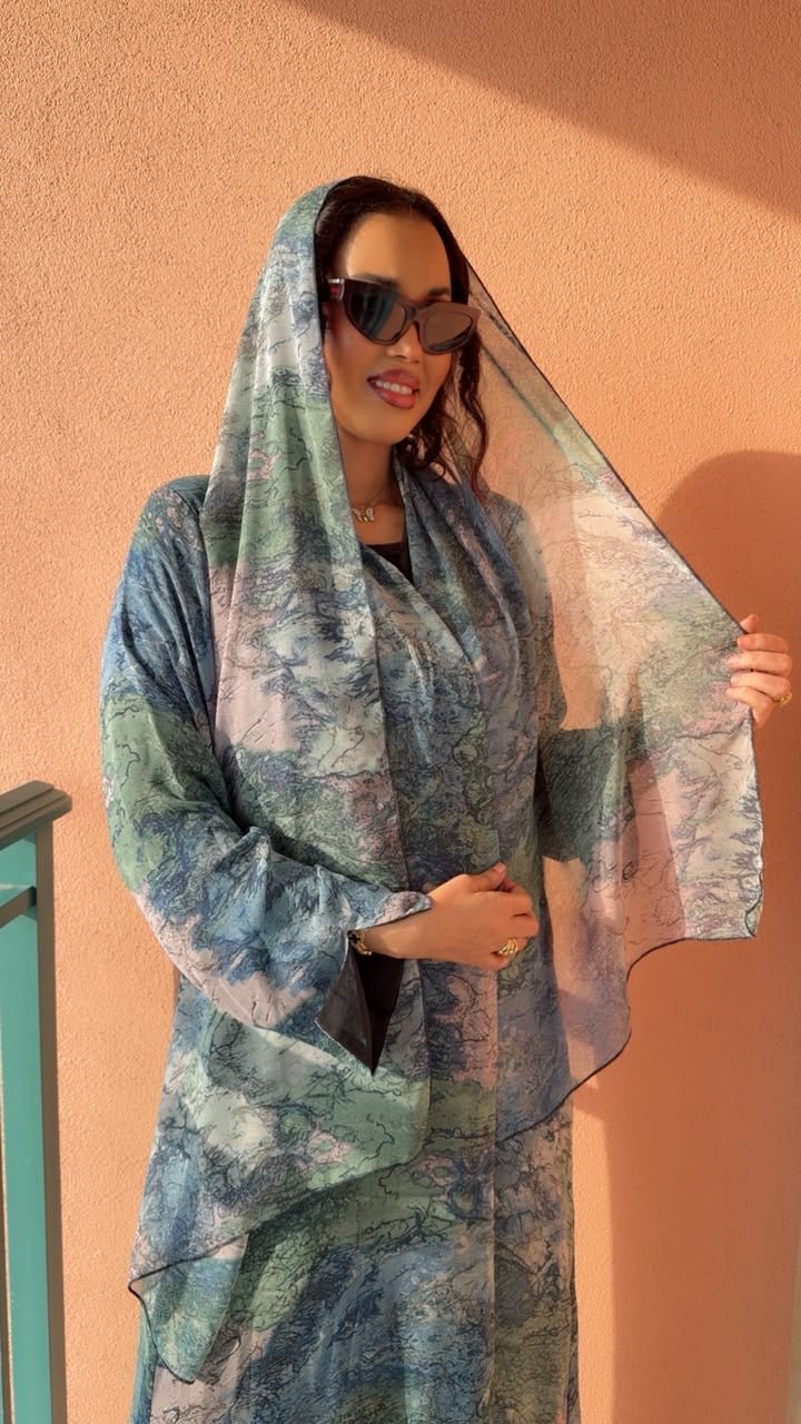 Teal Watercolor Chiffon - Ramsam Boutique