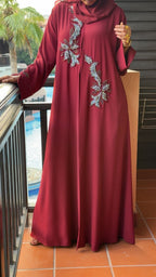 The Crimson Floret Abaya - Ramsam Boutique