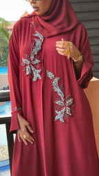 The Crimson Floret Abaya - Ramsam Boutique