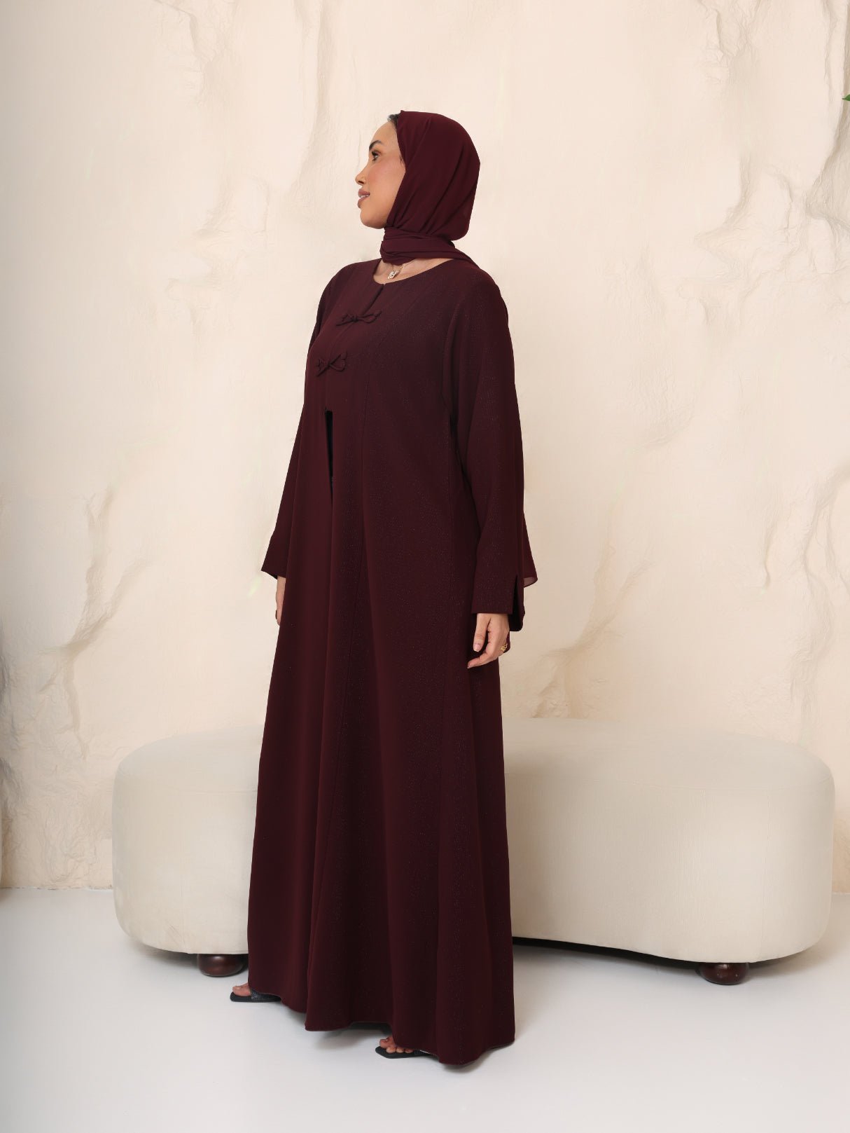 The Merlot Muse Shimmer Abaya - Ramsam Boutique