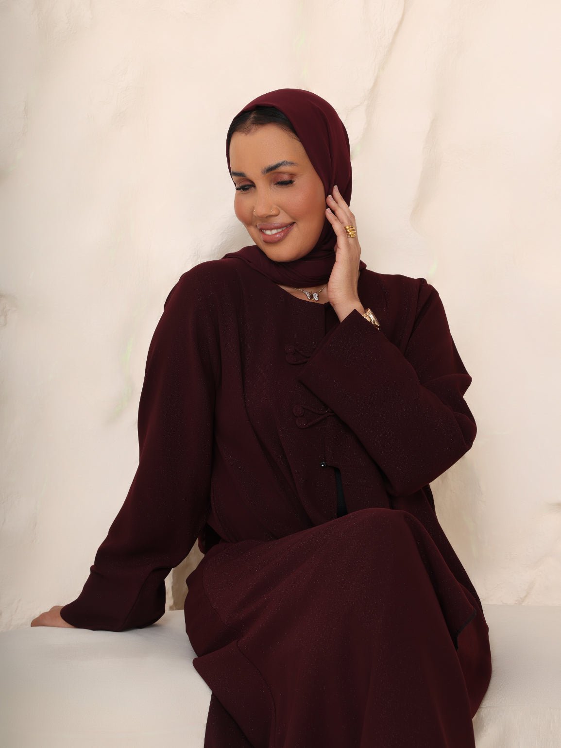 The Merlot Muse Shimmer Abaya - Ramsam Boutique